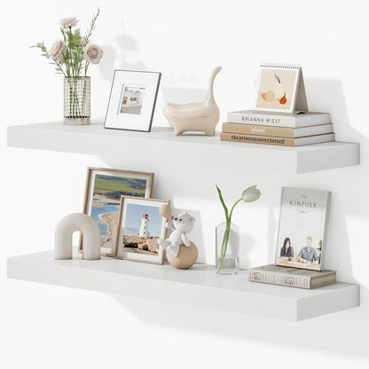 36 Inches Floating Shelves for Wall, 9.3" Deep Long Floating Shelves Set of 2, Large Display &