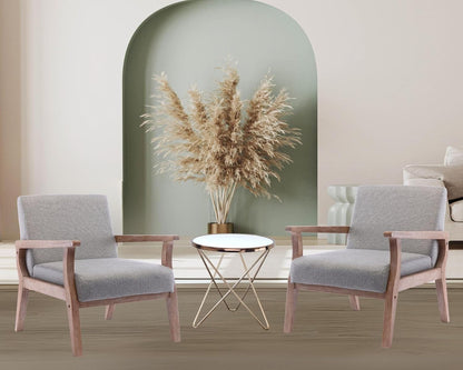 HNY Mid Century Armchair with Hardwood Frames, Linen Upholstered Living Room Chair, for Living Room