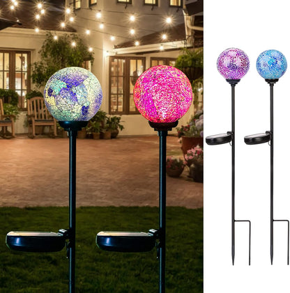 VCUTEKA Solar Garden Decorative Lights Outdoor, Mosaic Solar Light Waterproof LED Pathway Stake