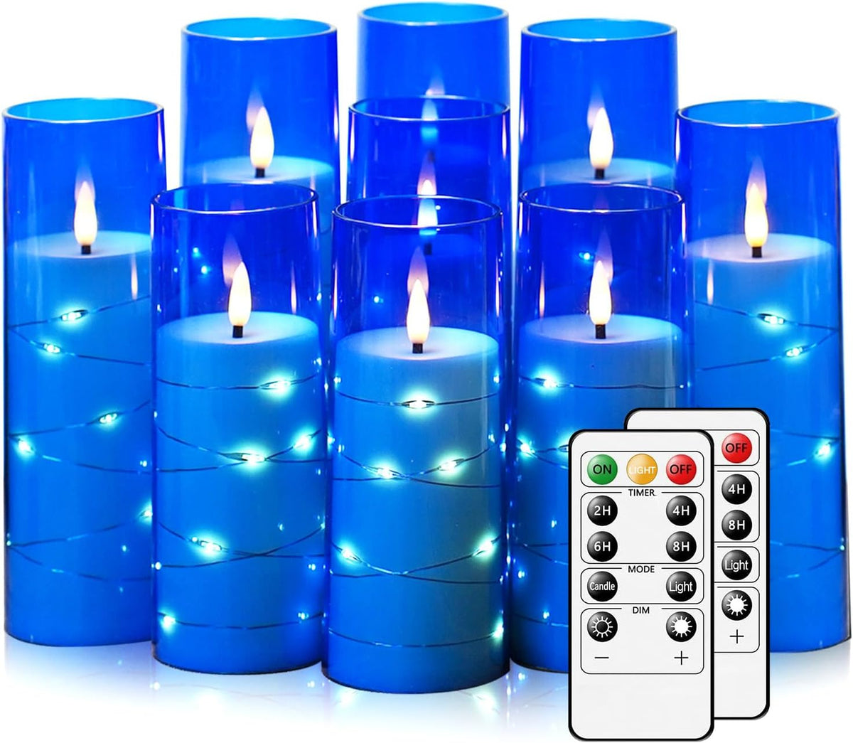 Flickering Flameless LED Candles,Battery Operated Candles 9 Pcs with Embedded Star String,Acrylic