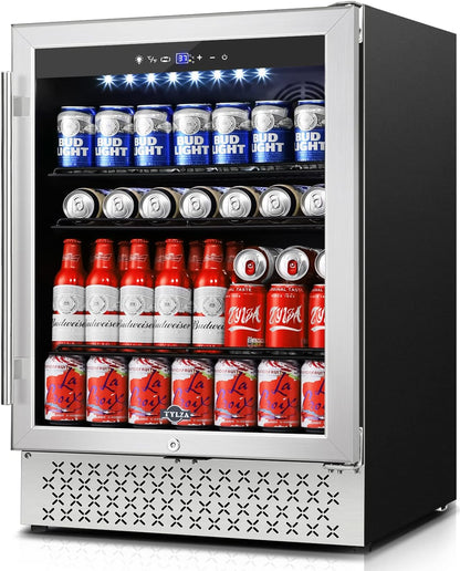 Tylza Beverage Refrigerator 24 Inch, 190 Can Built-in/Freestanding Beverage Cooler Fridge with