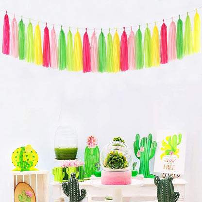 Hawaiian-Themed Pool Party-Decorations Tassel Garland - 25pcs Tropical Jungle Aloha Birthday