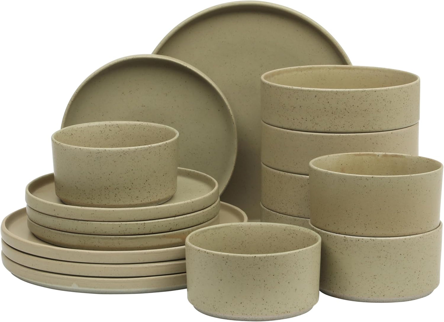 Gibson Elite Tatum Premium Porcelain Matte Reactive Glaze 16-Piece (Service for 4) Plates and Bolws
