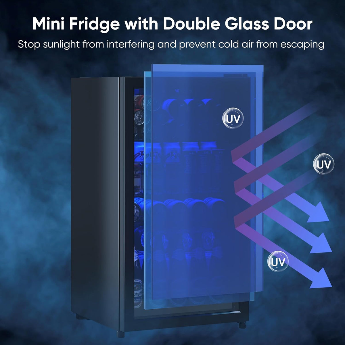 Beverage Fridge, 130 Can Mini Fridge With Glass Door, Beverage Cooler Refrigerator, Wine Drink Beer