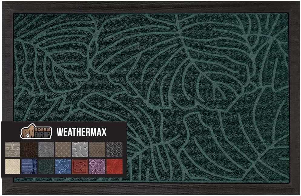 GORILLA GRIP 100% Waterproof All-Season WeatherMax Doormat, 60x24, US Designed Natural Rubber