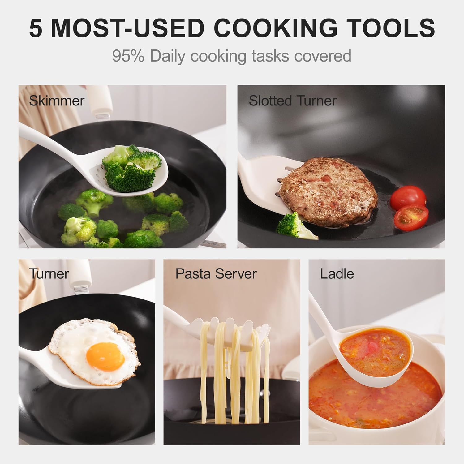 OOU Silicone Kitchen Cooking Utensils Set, 446°F Heat Resistant Kitchen Tool Set with Magnetic Wall