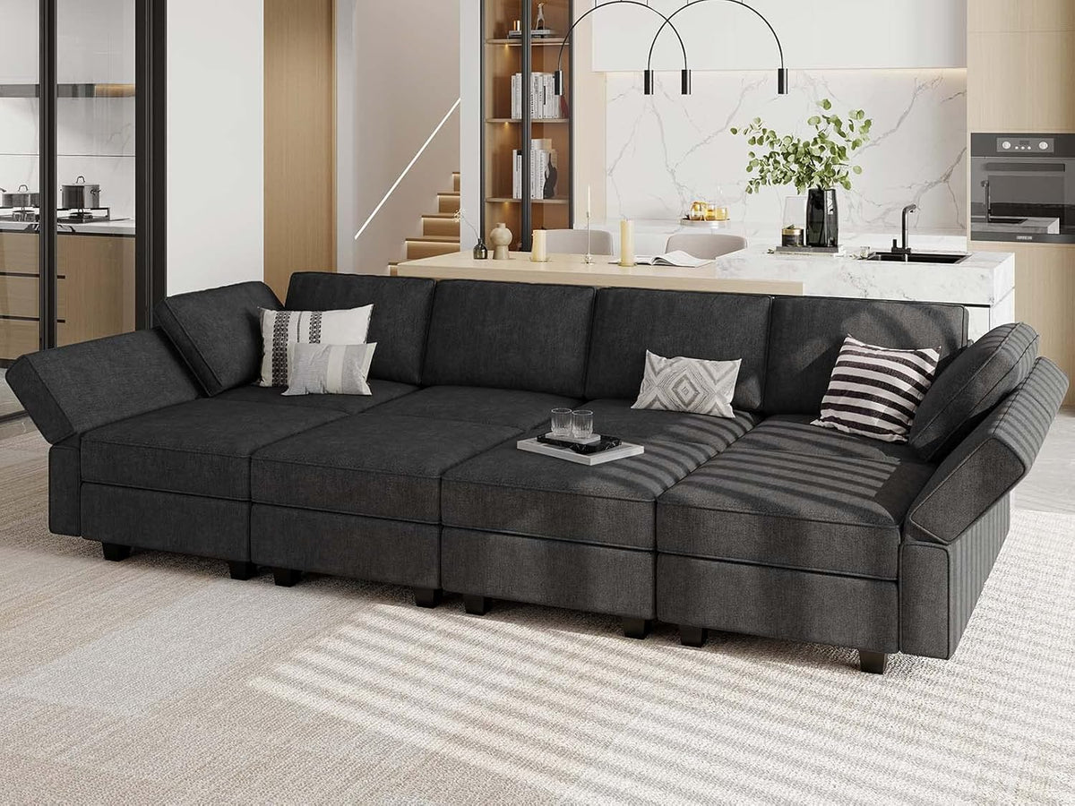 Belffin Modular Sectional Sleeper Sofa Bed Convertible Sectional Couches for Living Room. Black