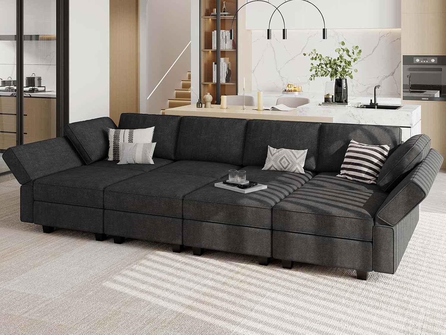 Belffin Modular Sectional Sleeper Sofa Bed Convertible Sectional Couches for Living Room. Black