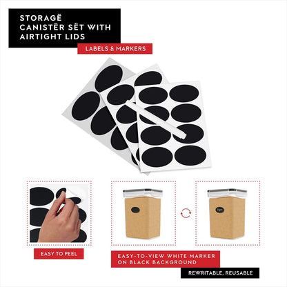 DWËLLZA KITCHEN Large Flour Sugar Storage Containers Set of 2; 175 FL. oz - 5.2L Plastic Airtight