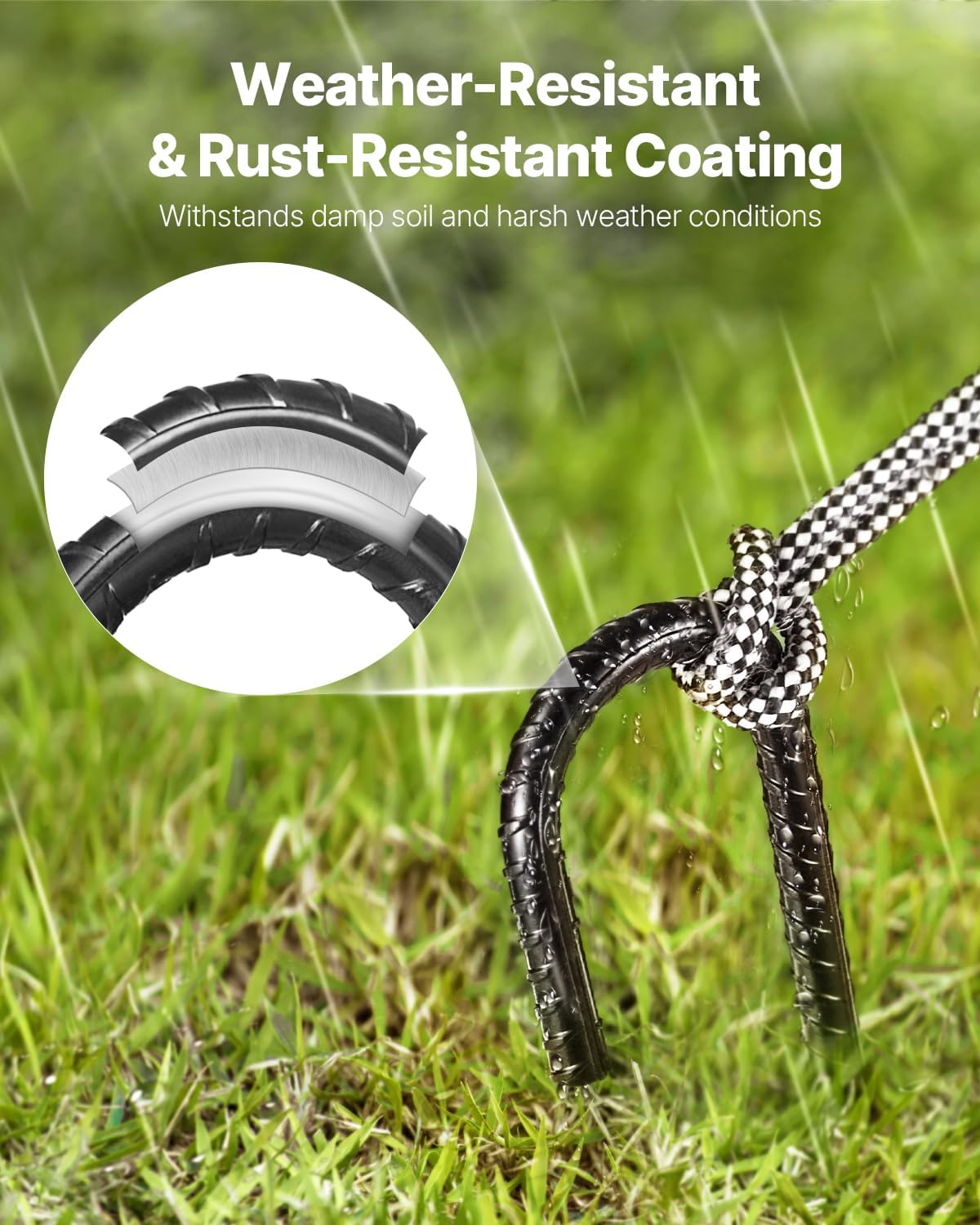 VEVOR Rebar Stakes, 12-Inch, Heavy-Duty 0.4 in Diameter J Hook, Galvanized Steel Ground Anchors