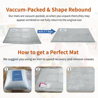 ACOMOPACK Baby Play Mat for Floor,1.3" Thick Memory Foam Area Rug for Living Room,Soft Velvet