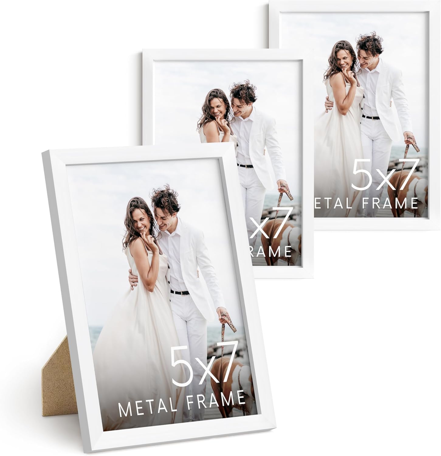 HAUS AND HUES 5x7 White Metal Picture Frames - Photo Frames 5X7 - Features Premium Aluminum
