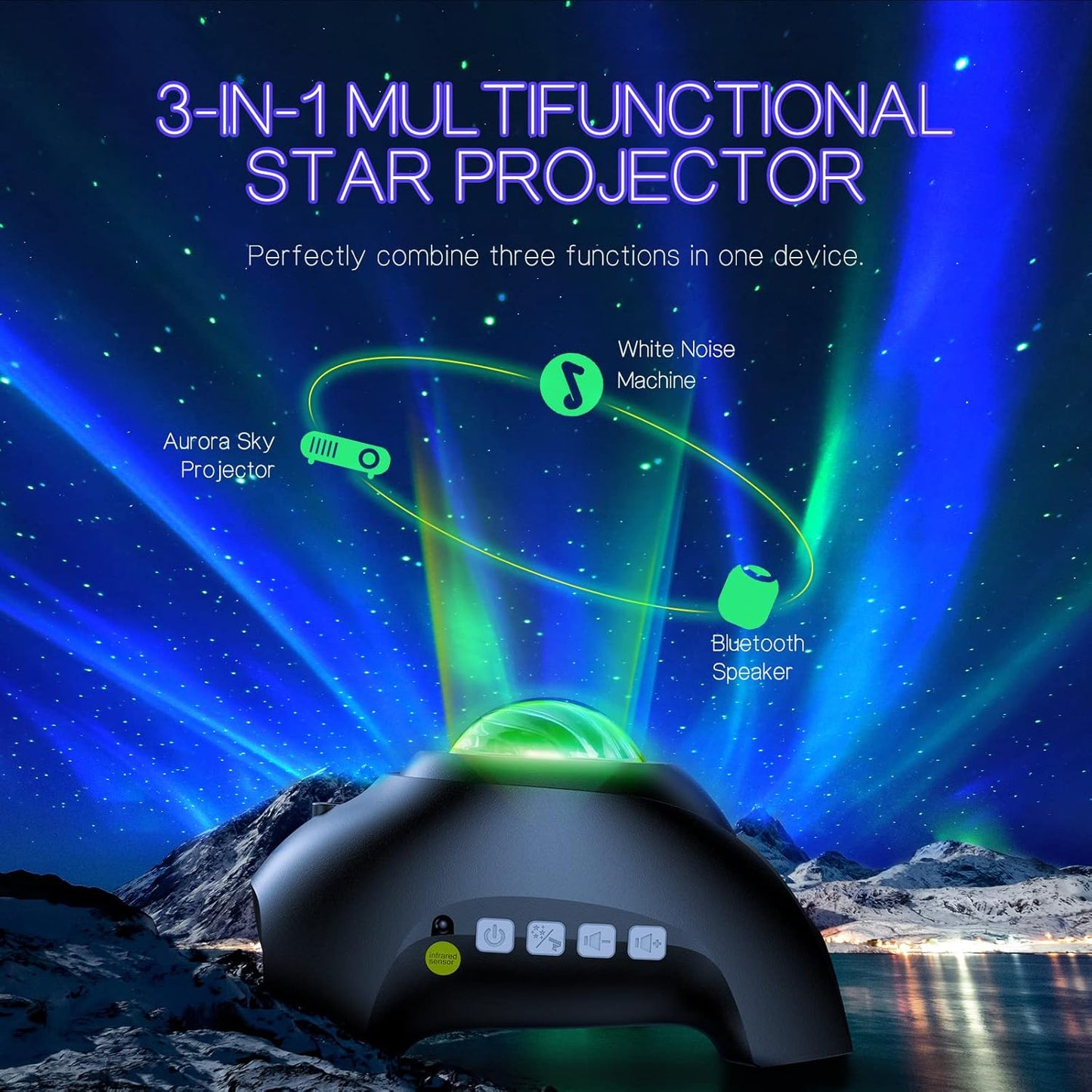 Northern Galaxy Light Aurora Projector with 33 Light Effects, LED Star Projector for Bedroom Nebula