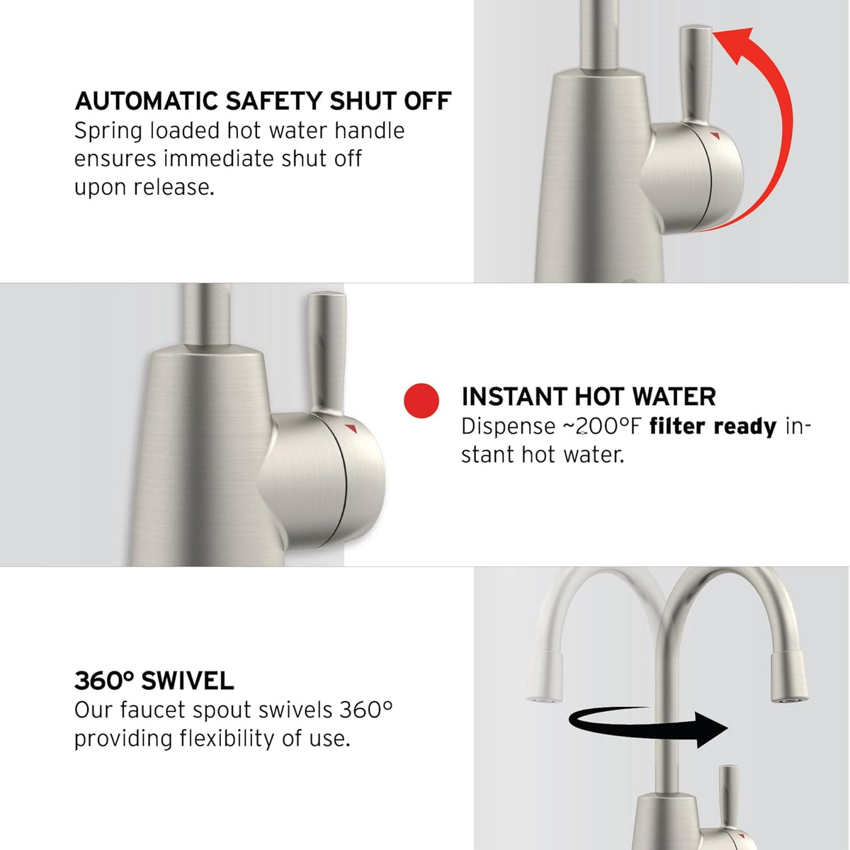 InSinkErator HOT250 Instant Hot Water Dispenser System, Single-Handle Faucet in Satin Nickel with
