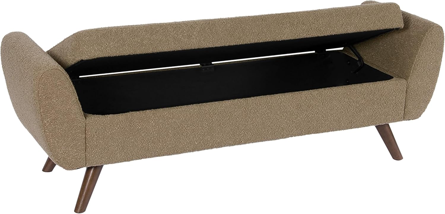 HomePop Modern Storage Bench with Wood Legs Home Décor|Bench with Storage for Living Room & Bedroom