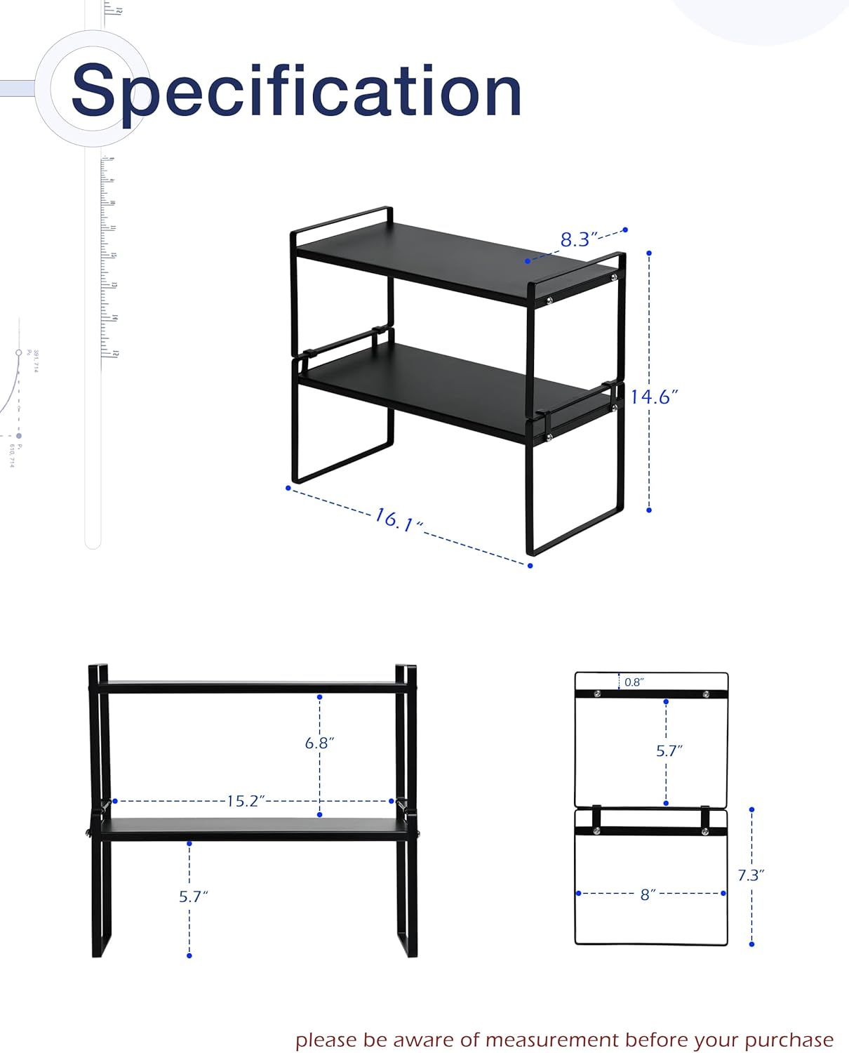 Nxconsu 2Pack Cabinet Shelves Stackable Shelf Organizer Rack Riser for Kitchen Cabinet Pantry