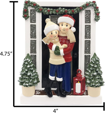 3D Personalized Our First Christmas Ornament 2025 Winter Sweater Couple Ornaments Front Door