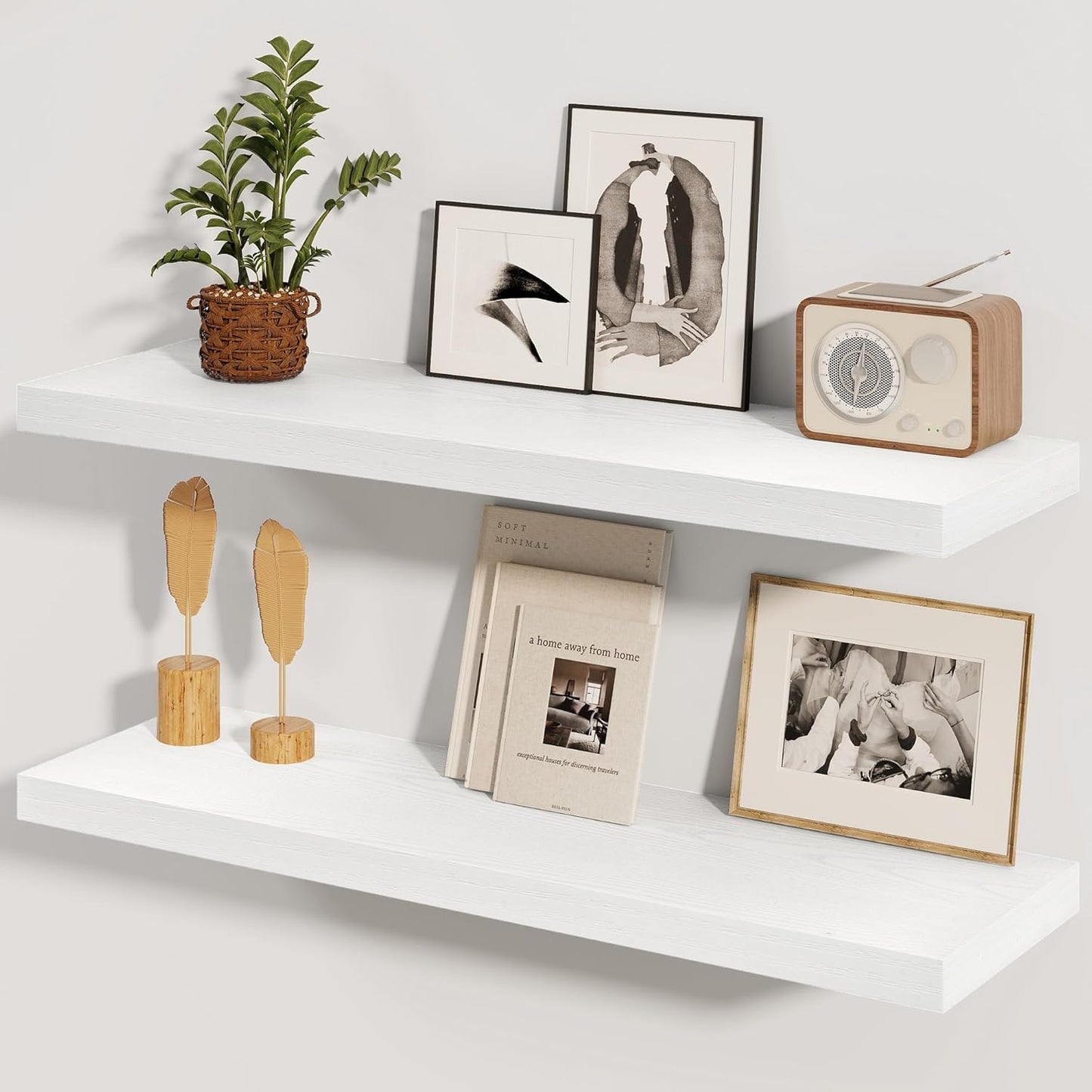 Fun Memories White Floating Shelves 36 Inch Long, 8 Inch Deep Floating Shelf for Wall, 36" W x 8" D