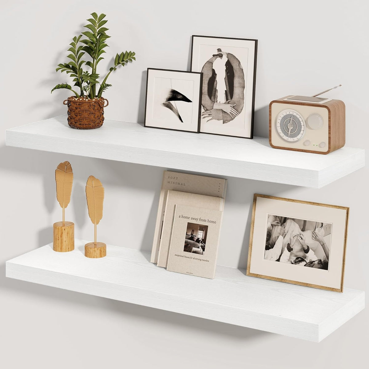 Fun Memories White Floating Shelves 36 Inch Long, 8 Inch Deep Floating Shelf for Wall, 36" W x 8" D