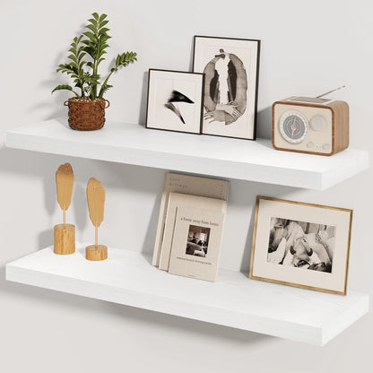 Fun Memories White Floating Shelves 36 Inch Long, 8 Inch Deep Floating Shelf for Wall, 36" W x 8" D