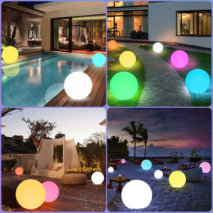 12 Inch Solar Glowing Ball Light Outdoor, Solar Garden Globe Light w/Remote, RGB Color Changing