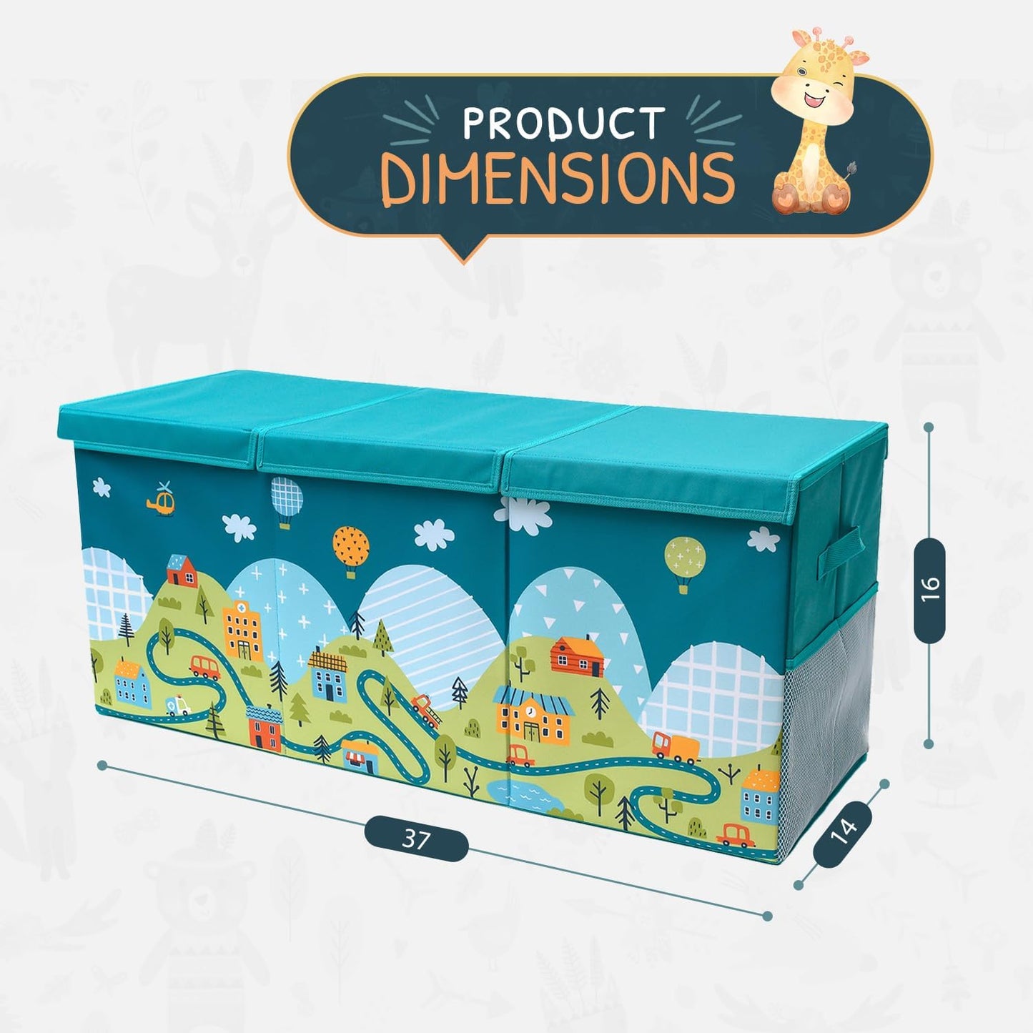 Extra Large Toy Storage Organizer with Lid - Sturdy, Collapsible Toy Chest Storage Box with Cute