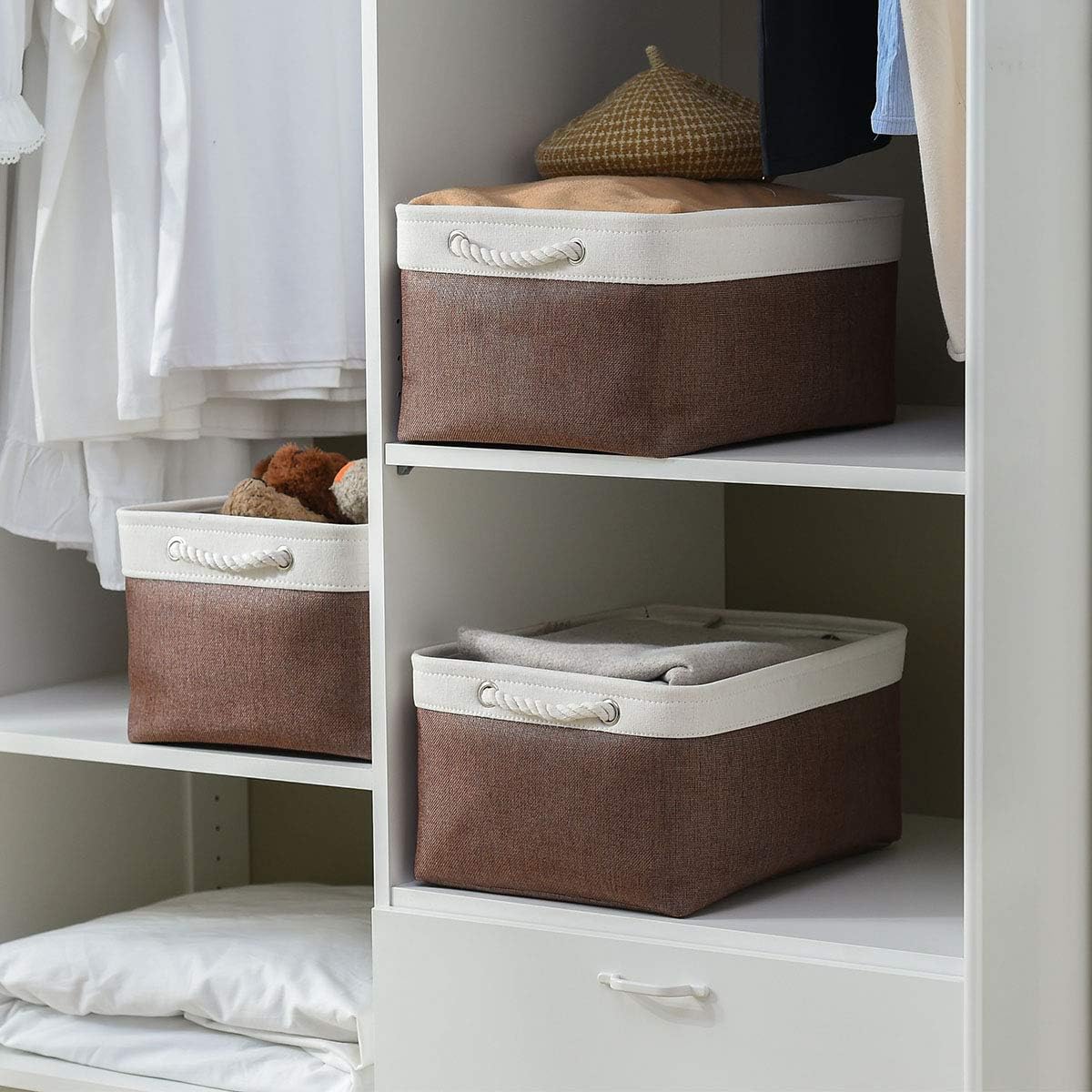 Large Storage Baskets for Shelves, Fabric Baskets for Organizing, Collapsible Storage Bins for