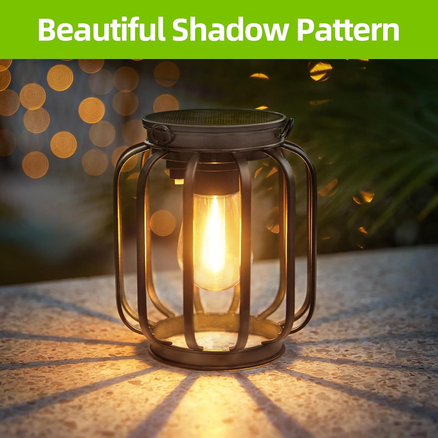 Solar Hanging Lanterns Outdoor Waterproof: 4 Pack Metal Solar-Powered Lights with Hook, Bright Warm
