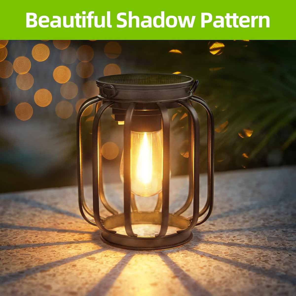 Solar Hanging Lanterns Outdoor Waterproof: 4 Pack Metal Solar-Powered Lights with Hook, Bright Warm