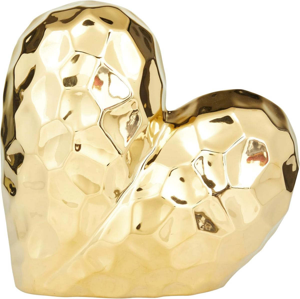 Deco 79 Porcelain Ceramic Heart Decorative Sculpture Dimensional Angled Origami Inspired Home Decor