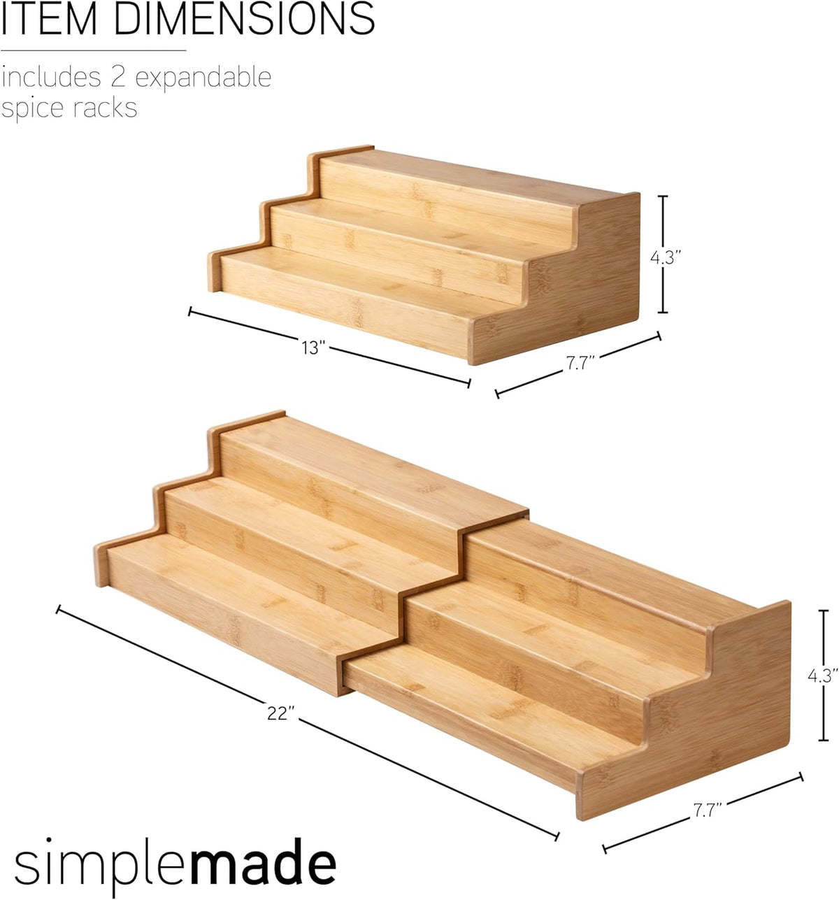 SIMPLEMADE 3-Tier Spice Rack Organizer - Versatile Storage Shelf for Kitchen, Bathroom, Bedroom &