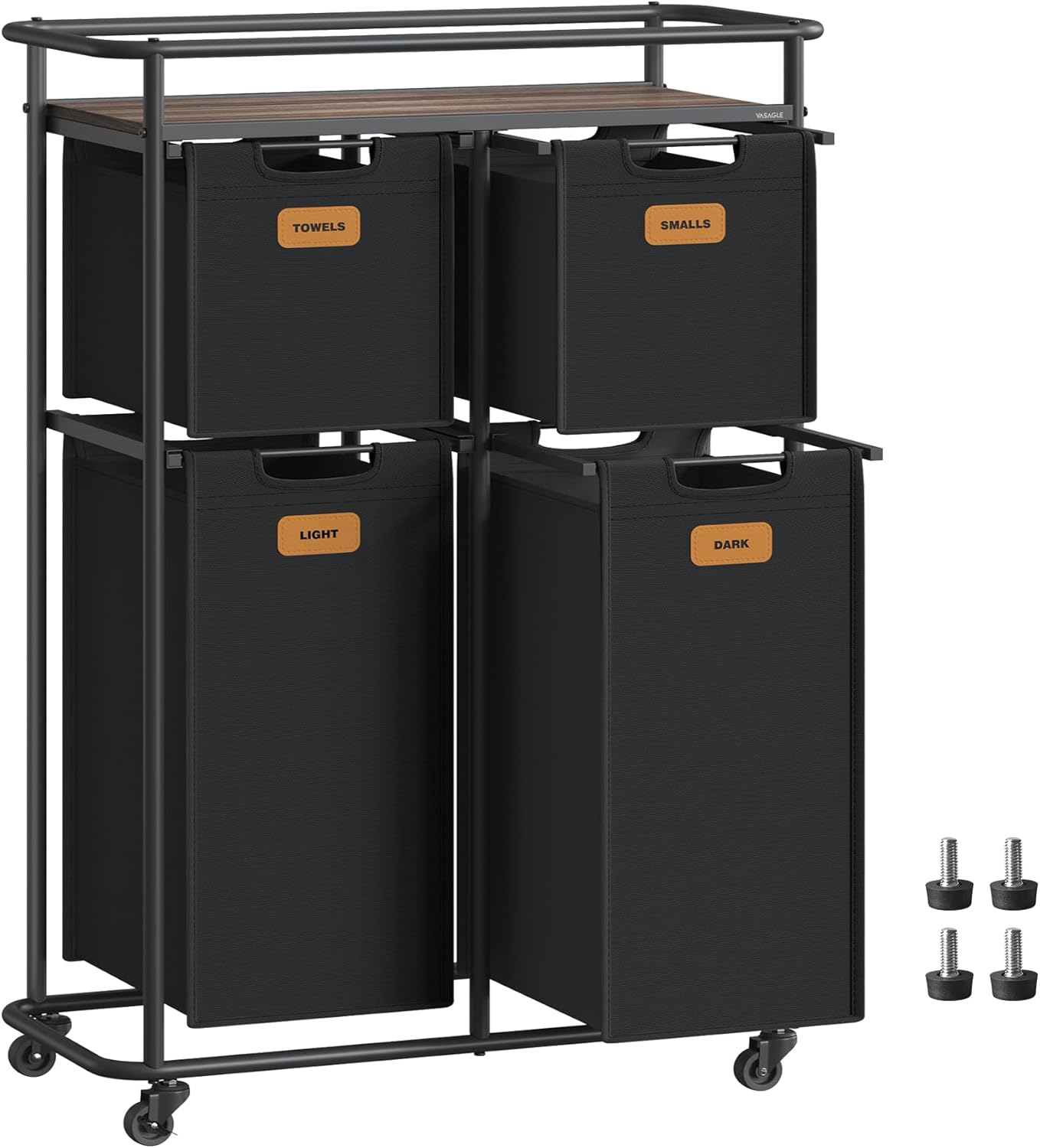 VASAGLE Laundry Sorter, Laundry Hamper with Wheels, 39.6 Gal. (150 L) Portable Rolling Cart Baskets