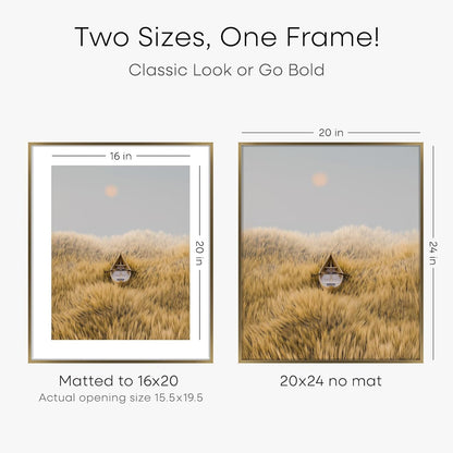Homeforia Picture Bronze Frame 20x24, High End Metal 20x24 Brass Poster Frames with Mat 16x20 for