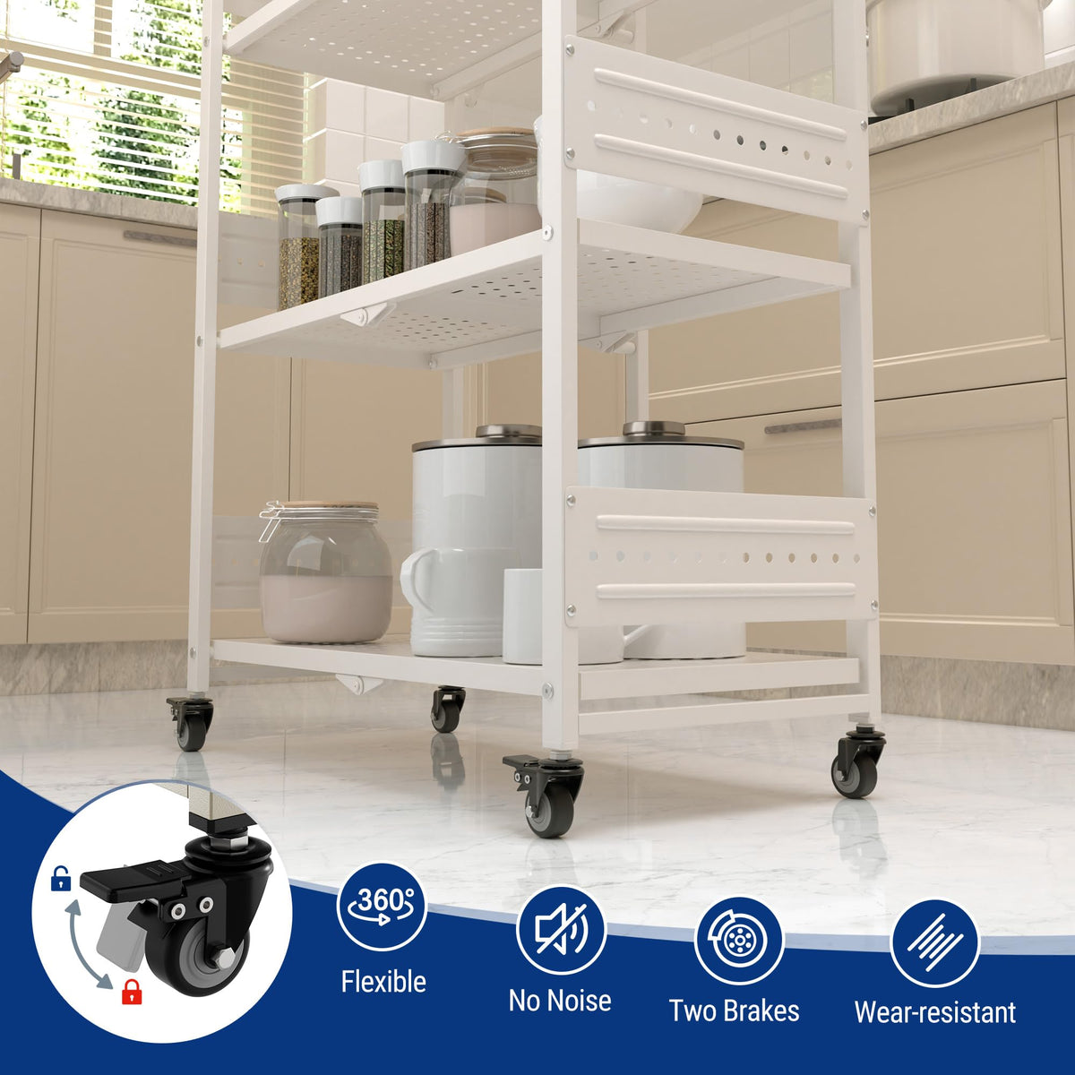 WORKPRO 4-Tier Folding Shelf, No-Assembly Metal Storage Rack with Wheels, 600 lbs Capacity (with