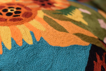 Turquoise Van Gogh Sunflower Pillow Cover Teal Floral Sofa Pillowcase Flower Chair Cushion Accent