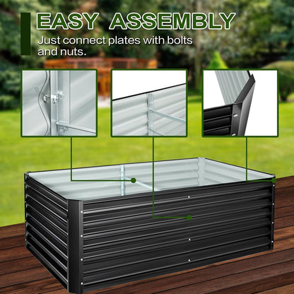 EDOSTORY Metal Raised Bed Garden Bed Kit, 6x3x2ft Tall Galvanized Planter Raised Garden Boxes