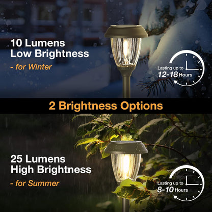 XMCOSY+ Solar Lights Outdoor 10/25 LM LED with 2 Lighting Modes, Solar Garden Lights Glass and