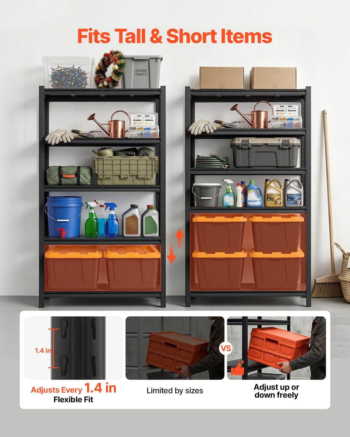 VEVOR Storage Shelves, 5-Tier Adjustable, 3000 lbs Capacity, Heavy Duty Garage Storage Shelving