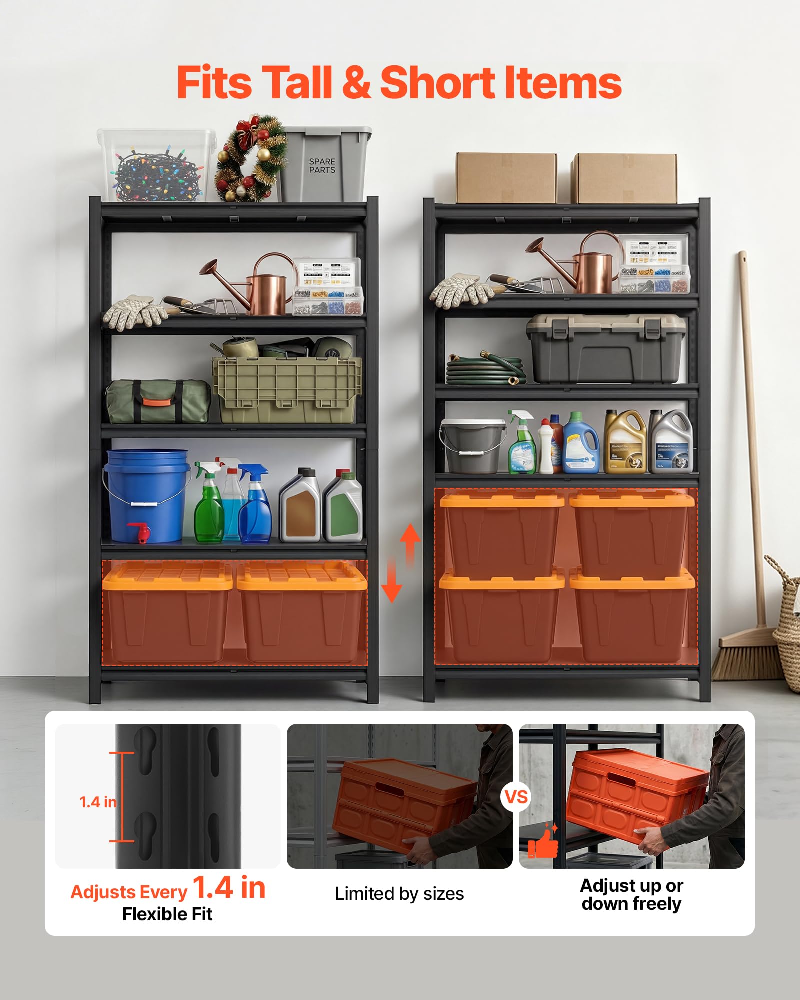 VEVOR Storage Shelves, 5-Tier Adjustable, 3000 lbs Capacity, Heavy Duty Garage Storage Shelving