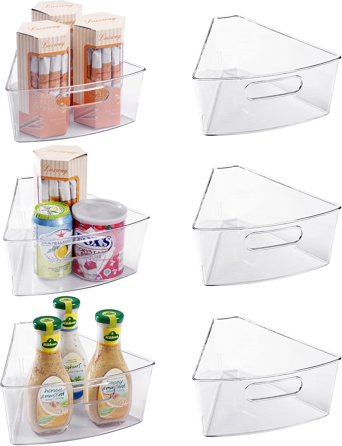 Oubonun Lazy Susan Organizers Set of 6, 12.8’’ x 11.7’’ x 4’’ Plastic Transparent Kitchen Cabinet