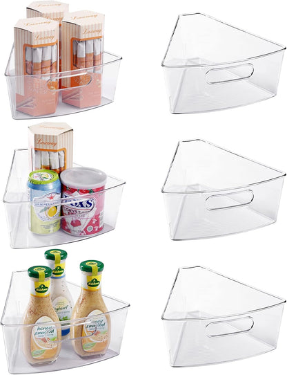 Oubonun Lazy Susan Organizers Set of 6, 12.8’’ x 11.7’’ x 4’’ Plastic Transparent Kitchen Cabinet