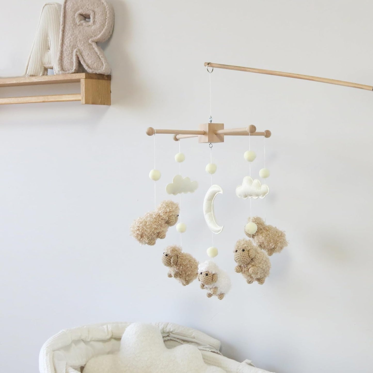 Sheep Crib Mobile Neutral Baby Mobile for Crib Sheep Baby Crib Mobile for Girls Boys Boho Nursery