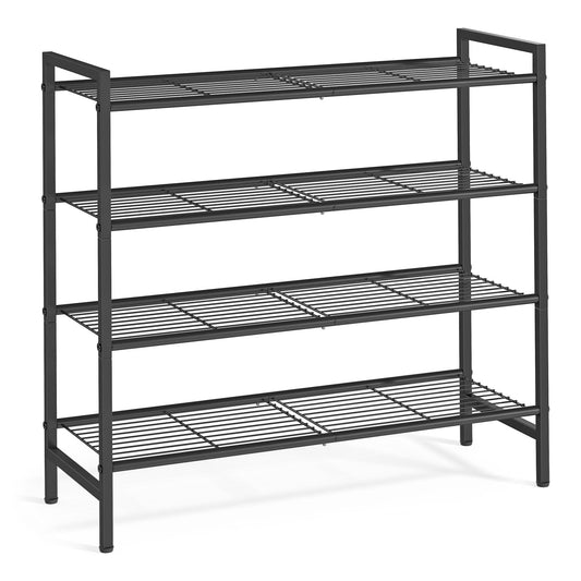 SONGMICS Metal Shoe Rack, Free Standing Shoe Organizer for Entryway Closet Garage Small Spaces