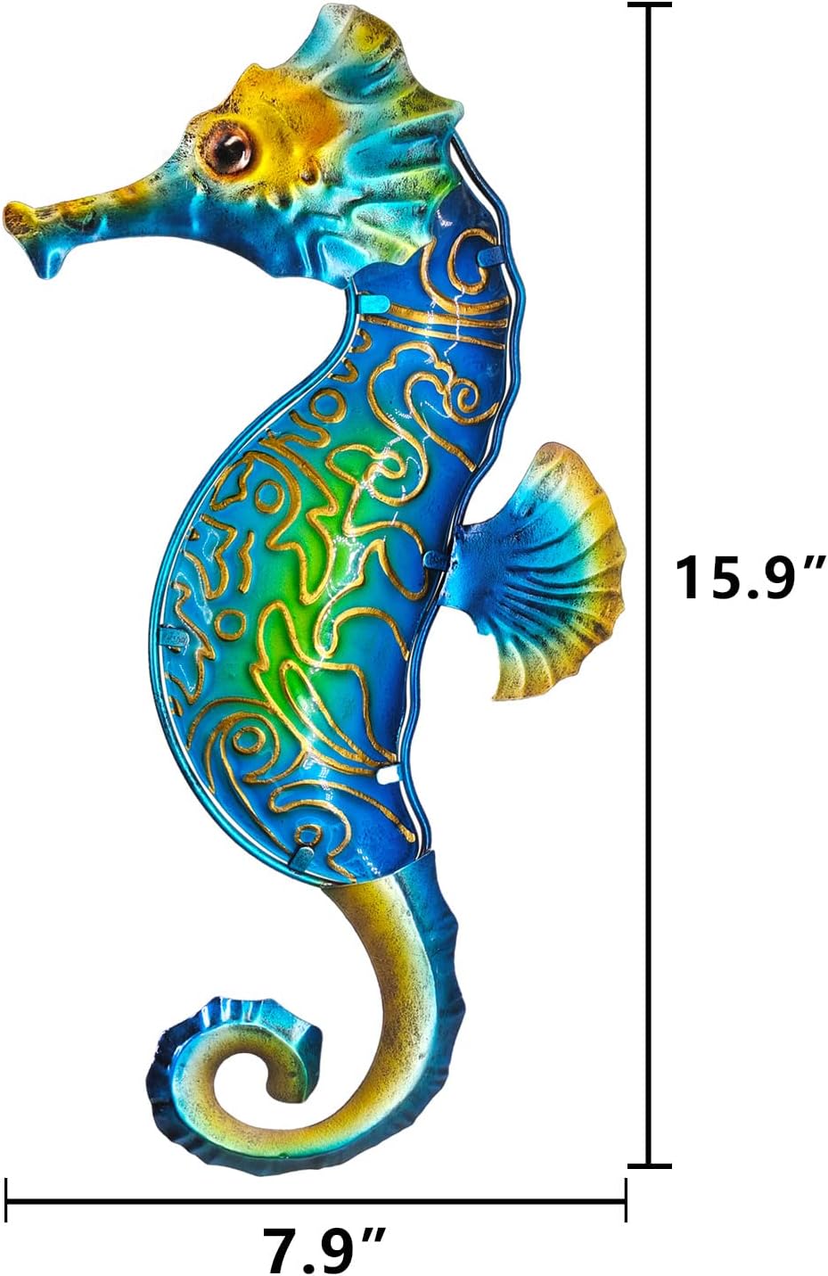 John's Studio Seahorse Sea Wall Decor Outdoor Metal Garden Hanging Art Glass Sculptures Home Ocean