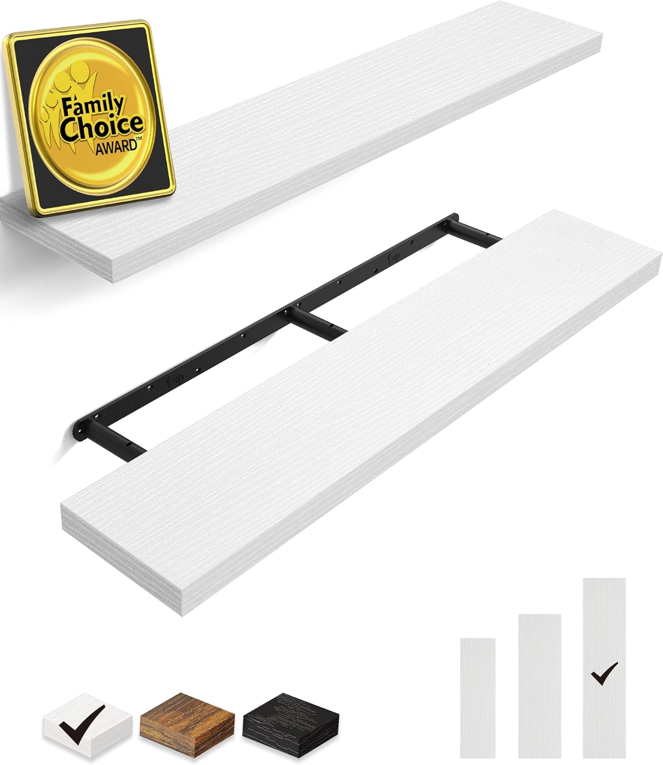 BAYKA Floating Shelves, 48 inches Long Heavy Duty Wall Mounted Rustic Wood Shelves for Bathroom