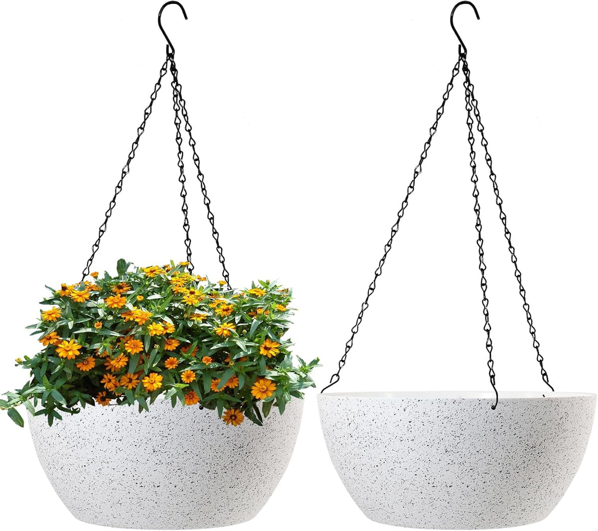 13 inch Large Hanging Planters Plant Pots for Outdoor Indoor Plants with Drainage Holes and Chain