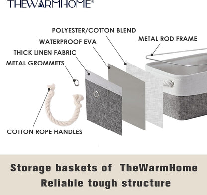 TheWarmHome Small Storage Baskets for Organizing,Storage Baskets for Shelves,Small Fabric Storage