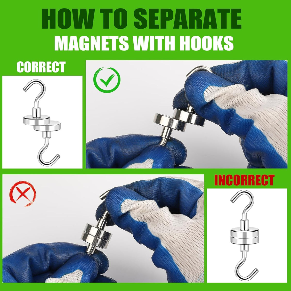 MIKEDE Magnetic Hooks Heavy Duty, 40lbs Earth Magnets with Hooks for Refrigerator, Strong Magnets