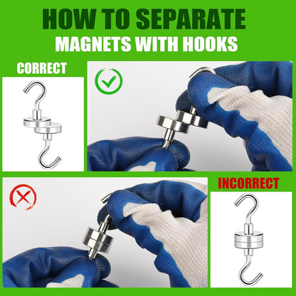 MIKEDE Magnetic Hooks Heavy Duty, 40lbs Earth Magnets with Hooks for Refrigerator, Strong Magnets