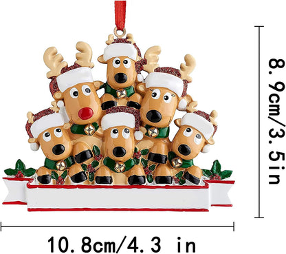 Personalized Deer Christmas Ornaments 2025 Family of 2,3,4,5,6,7,8 Custom Name Reindeer Xmas